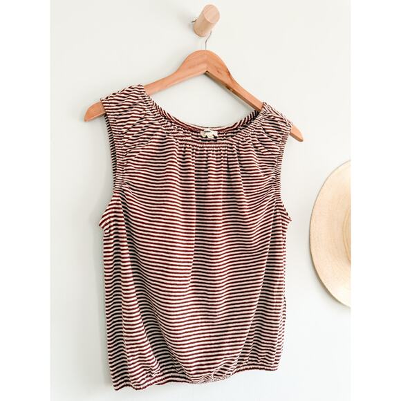 Madewell | NWT Bubble Tee in Henna Brown Cream Stripe | Sz S - Picture 3 of 9